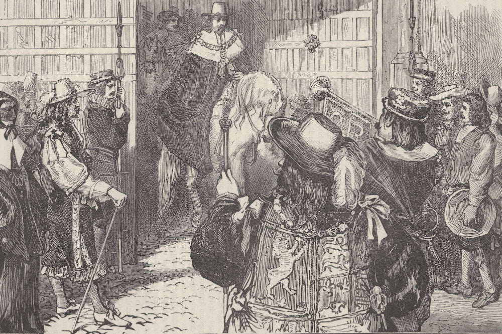 TEMPLE BAR. Proclamation of Charles II, at Temple Bar. London c1880 old print